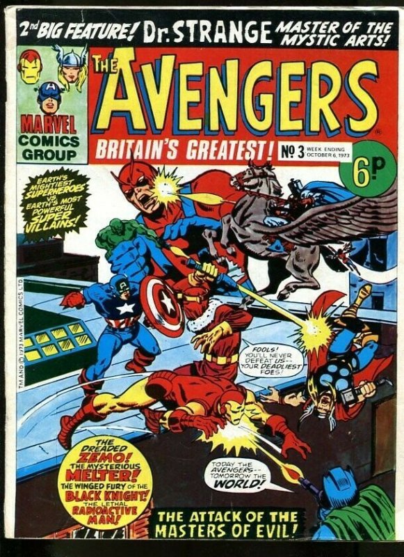 AVENGERS #3 1973-THOR-GIANT-MAN-IRON MAN-KIRBY-UK COMIC VG/FN