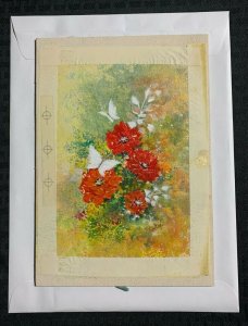 YOUR SPECIAL DAY Red Flowers White Butterflies 7x10 Greeting Card Art #B0902