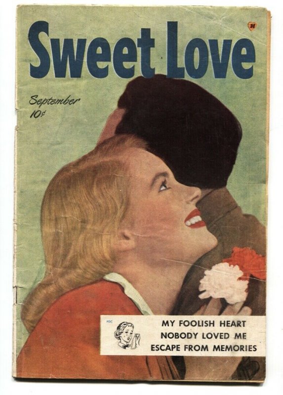 SWEET LOVE #1 1949-HARVEY-FIRST ISSUE-PHOTO COVER-LINGERIE PANELS- vg+