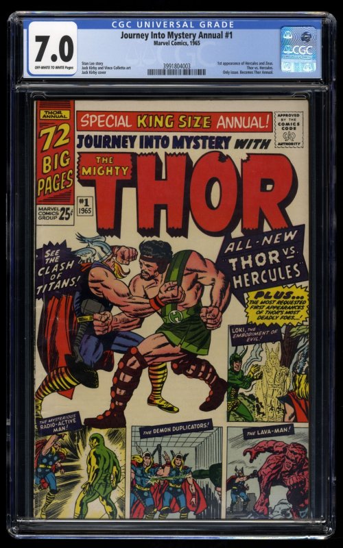 Journey Into Mystery Annual #1 CGC FN/VF 7.0 Thor 1st Hercules!