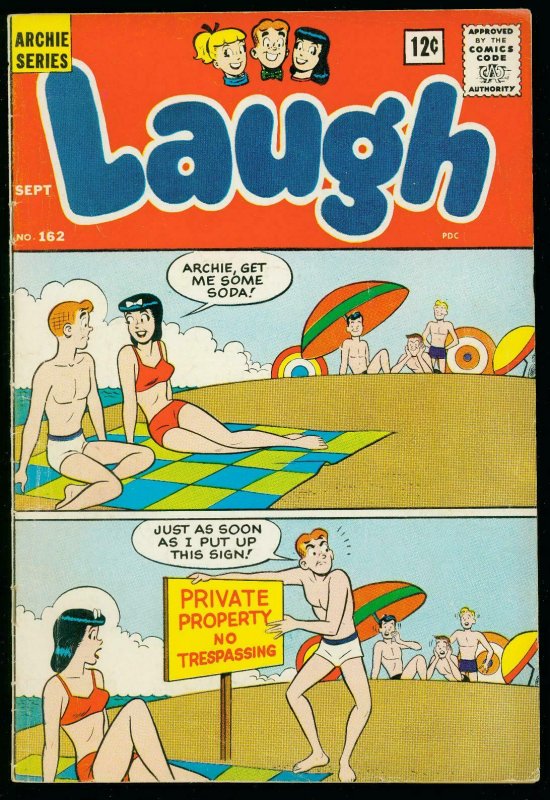 LAUGH #162 1964-ARCHIE COMICS- BEACH COVER- PIN UP- VG