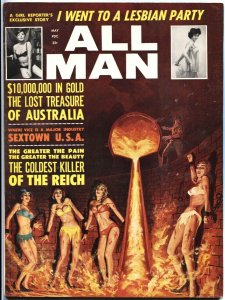 ALL MAN-MAY 1964-BONDAGE-TERROR-CHEESECAKE-DRACULA-PULP ART-CRIME