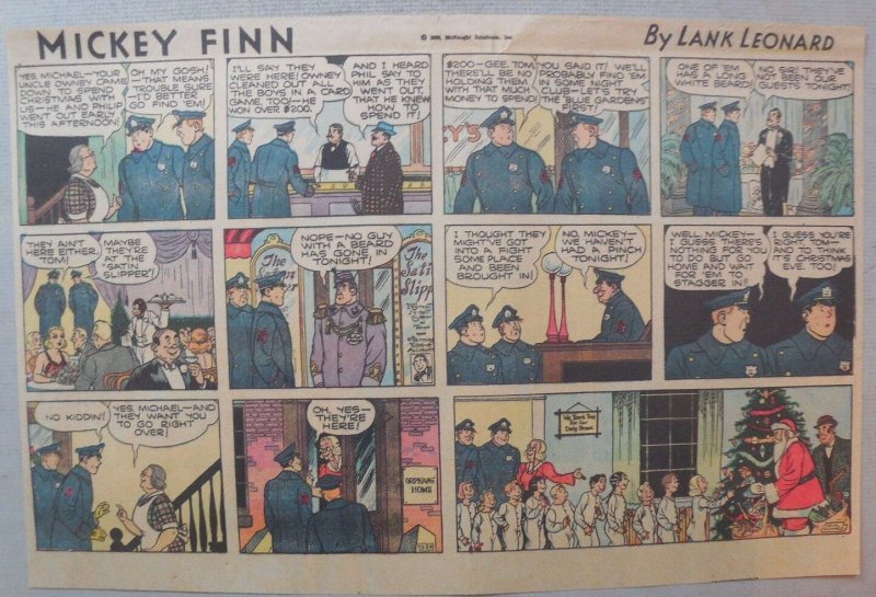 (40) Mickey Finn Sunday Pages by Lank Leonard from 1939 Half Page Size! Police!