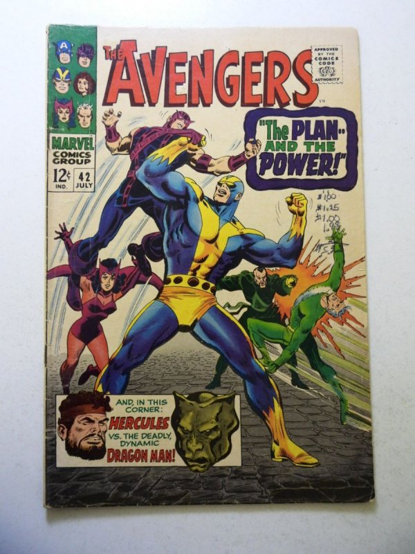 The Avengers #42 (1967) VG- Condition ink on both covers, 1/4 spine split