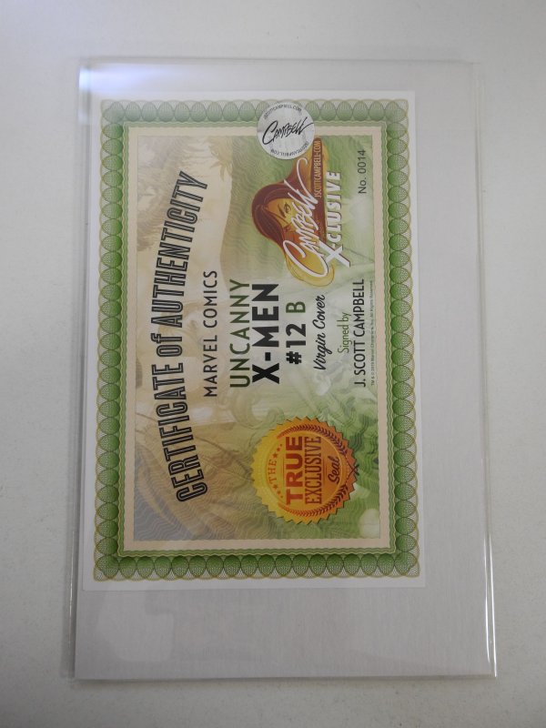 Uncanny X-Men #12 Campbell Cover B (2019) Signed by Campbell Cert sealed!