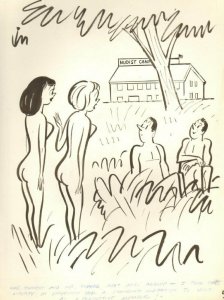 Nudist Camp 2 Sexy Babes Gag - Humorama 1962 art by Jack Markow