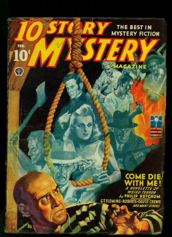 10 Story Mystery Pulp February 1943- Weird Menace- Hanging cover VG+