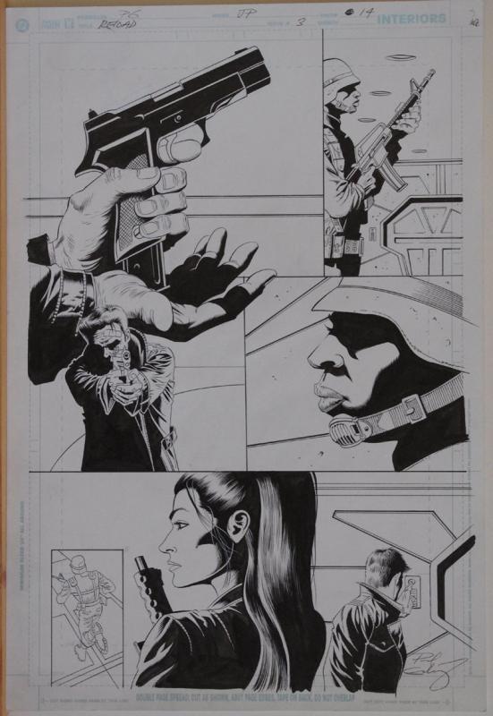 PAUL GULACY / JIMMY PALMIOTTI original art, RELOAD #3 pg 14, Hitwoman, Signed