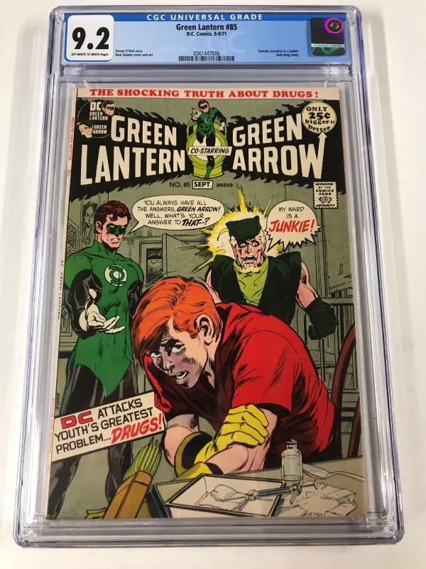 Green Lantern 85 Cgc 9.2 Ow/w Pages Anti-drug Issue Dc Bronze Age