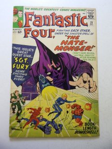 Fantastic Four #21 (1963) 1st App of Hate Monger VG+ Condition
