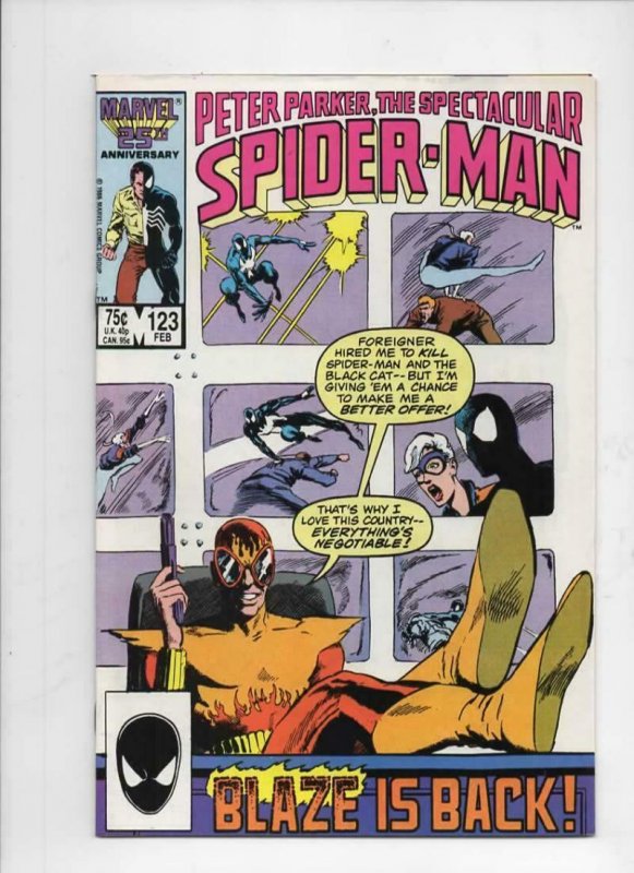 Peter Parker SPECTACULAR SPIDER-MAN #123 VF/NM, Blaze 1976 1987 more in store