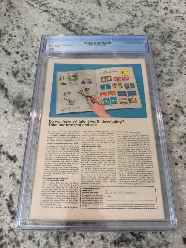 Amazing Spider-Man # 83 CGC Graded 8.0 Marvel Comic Book Schemer Appearance JH12