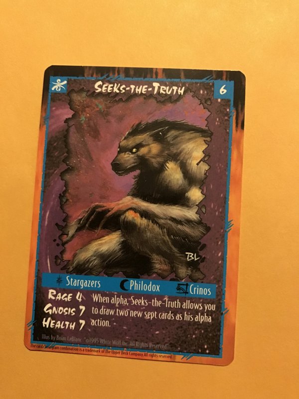 SEEKS-THE-TRUTH : RAGE Werewolf UMBRA Character Card; White Wolf TCG, Rare