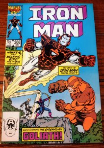 Iron Man #206 Direct Edition (1986) VF 8.0.  Marvel Comics Copper Age