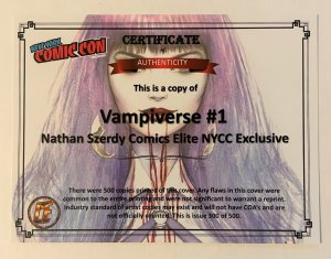 VAMPIRELLA #1 VAMPIVERSE NATHAN SZERDY EXCLUSIVE VIRGIN COVER COA LTD 500 NM+