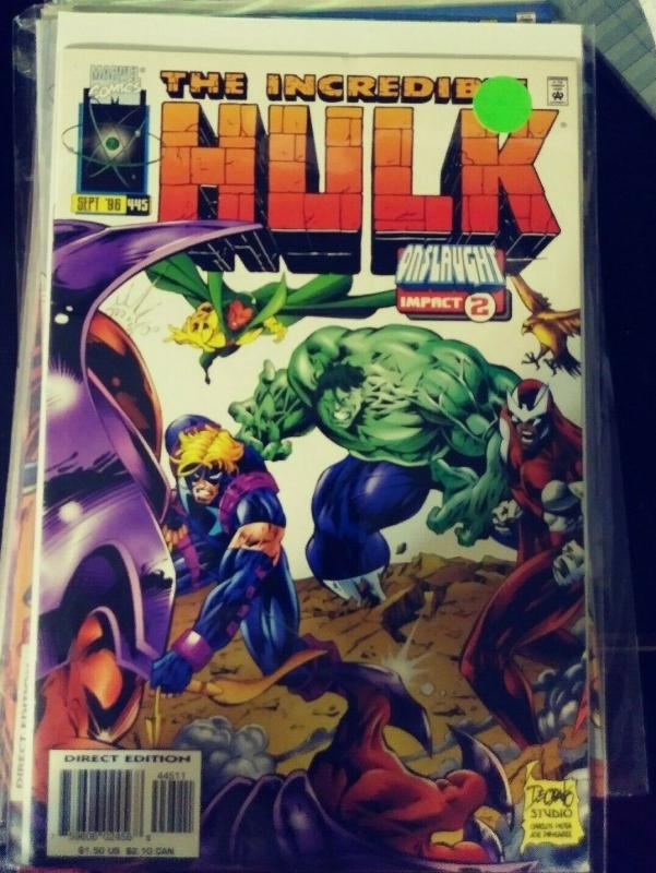 incredible hulk  # 445 1996  MARVEL ONSLAUGHT IMPACT 2  AVENGERS FALCON