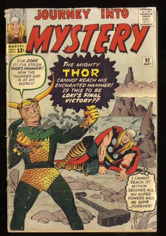 Journey Into Mystery #92 GD+ 2.5 Early Loki Thor! Stan Lee! Jack Kirby!