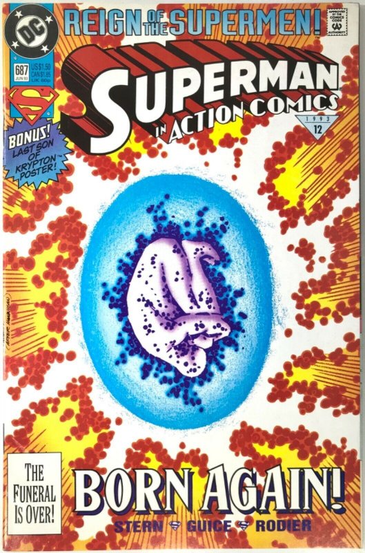 ACTION Comics Issue 687 Starring SUPERMAN Reborn — 1993 DC Universe Fine + Cond