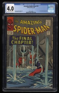 Amazing Spider-Man #33 CGC VG 4.0 Classic Cover Stan Lee Ditko!