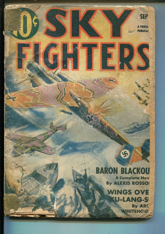 SKY FIGHTERS 9/1941-AIR WAR PULP-THRILLS-WWII-GERMAN BOMBER-fr/good