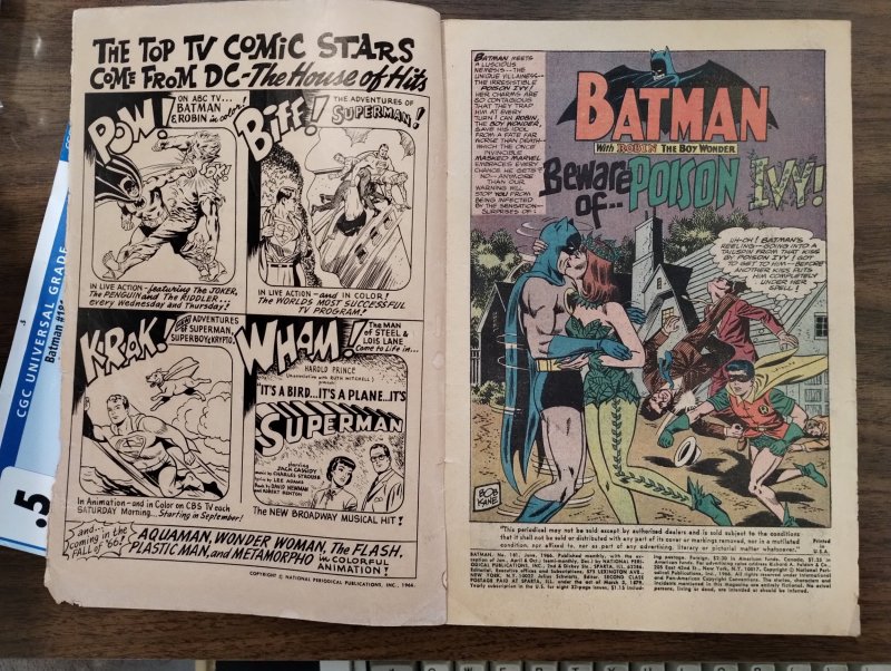 BATMAN #181 (June 1966) FIRST POISON IVY! No back cover, see description!