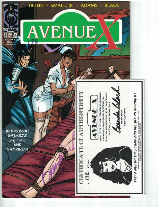 Avenue X #3 VF/NM signed by Brenda Black w/COA (172/3000) wizards + vampires