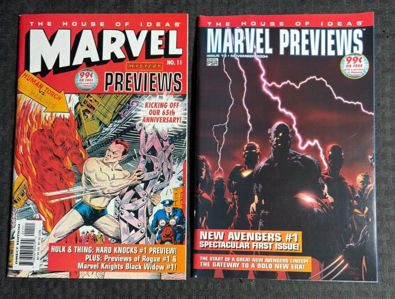 2004 MARVEL PREVIEWS Magazine #11 & 13 FVF/VF New Avengers / Black Widow Returns