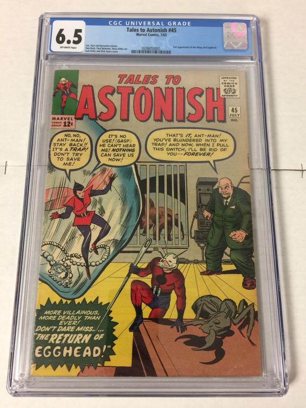 Tales To Astonish 45 Cgc 6.5 Ow/w Pages 2nd Wasp