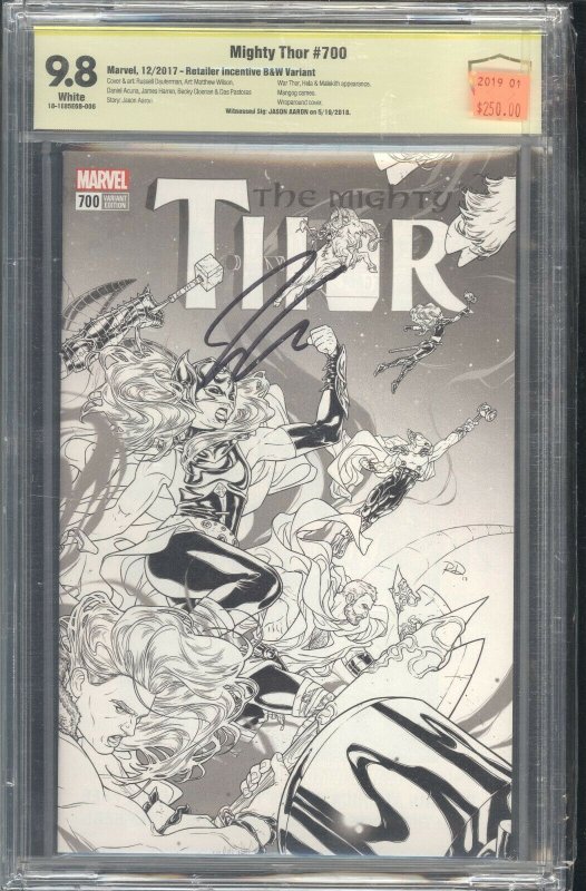 Thor #700 B&W CBCS 9.8 Signed by Jason Aaron