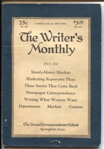PULP:  Writer's Monthly 7/1930-by pulp author Archie Joscelyn-writers info-Go...