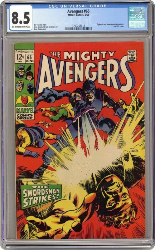 Avengers #65 Marvel 1969 CGC 8.5 VF+ Egghead Swordsman Yellowjacket Silver Age