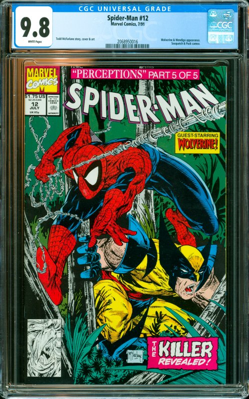 Spider-Man #12 CGC Graded 9.8 Wolverine & Wendigo appearance. Sasquatch & Puc...