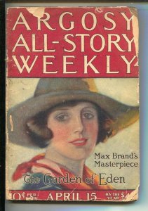 Argosy All-Story Weekly 4/15/1922-Garden of Eden part 1 by Max Brand-Flyin...