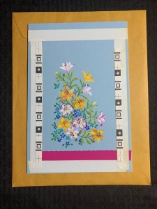 NOTE CARD Purple Yellow Flowers 6x8 Greeting Card Art #4055 with 3 Cards