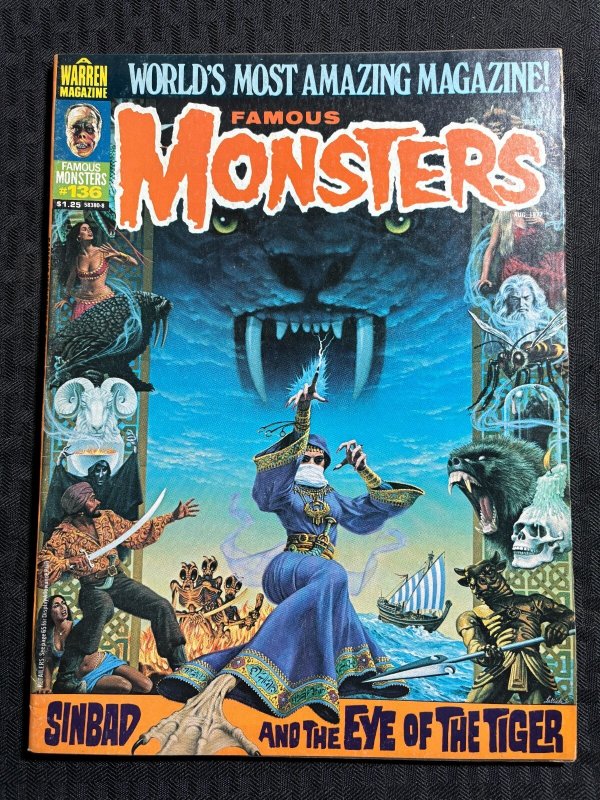1977 FAMOUS MONSTERS Magazine #136 VG/FN 5.0 SInbad Tiger's Eye / Frankenstein
