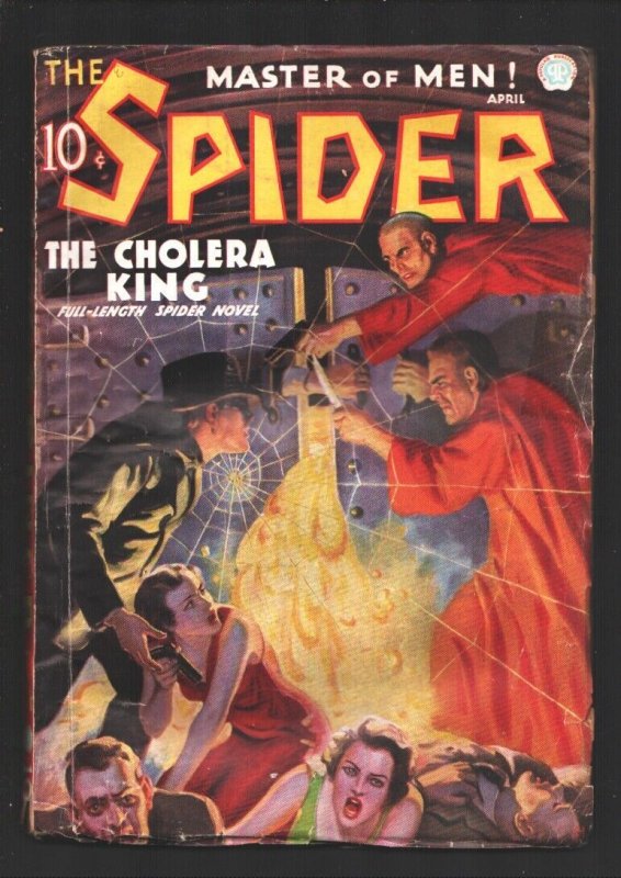 Spider 4/1936-Popular-The Cholera King- John Howitt weird menace cover -Doc...