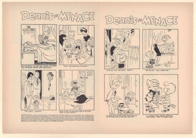 Dennis the Menace #24 Unused Comic Book Cover - Pipe Washing (Grade 9.2) 1957