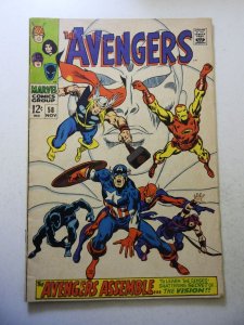 The Avengers #58 (1968) 2nd App of Vision! VG Condition moisture stains