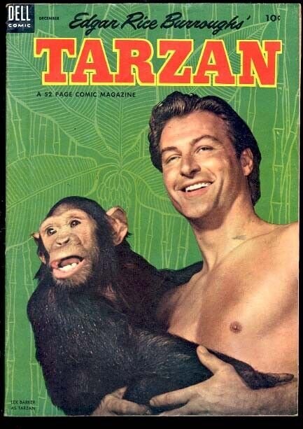 ERB'S TARZAN #51 GREAT PHOTO COVER 1953 LEX BARKER DELL FN