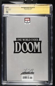 ONE WORLD UNDER DOOM #6 MARVEL 1:100 J SCOTT CAMPBELL VIRGIN SIGNED CGC SS 9.2