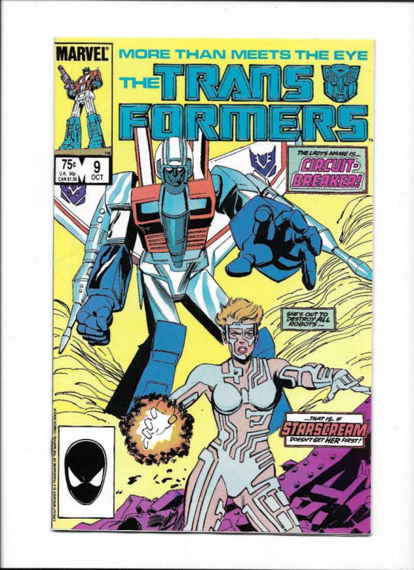 TRANSFORMERS #9, FN, Circuit Breaker, Marvel 1984 1985 more Marvel in store