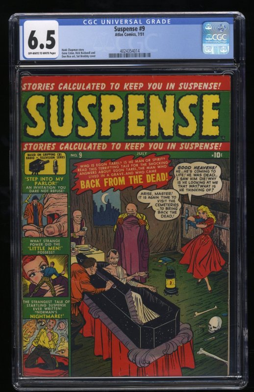 Suspense #9 CGC FN+ 6.5 Off White to White Atlas Pre Code Horror 1951!