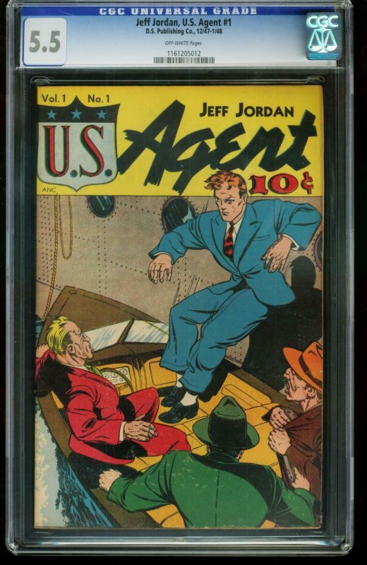 JEFF JORDAN U.S. AGENT #1-CGC 5.5- GOLDEN AGE-SOUTHERN STATES 1161205012