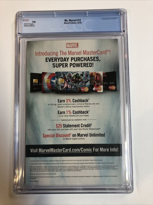 Ms. Marvel (2016) # 12 (CGC 9.8 WP) 1st App Red Dagger | MCU Disney+