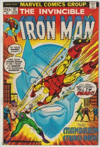 Iron Man #57 (Apr 1973, Marvel), VFN-NM condition (9.0), Mandarin & Unicorn apps