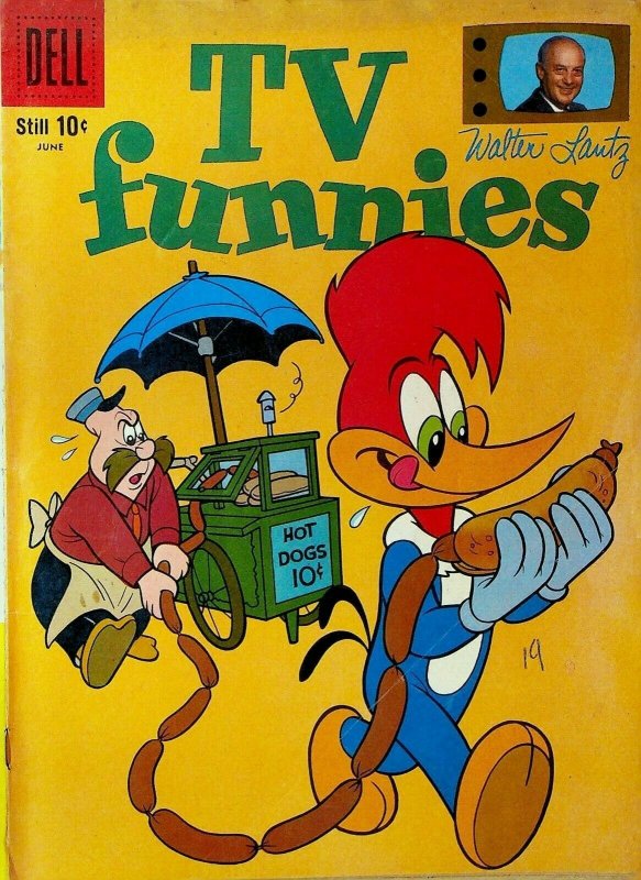 TV Funnies 268 Dell Comics Walter Lantz Woody Woodpecker Hot Dog Cart Vendor