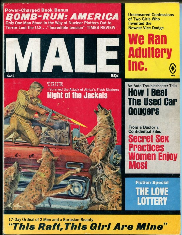 Male 3/1969-Atlas-Kunstler-tommy gun-cheesecake-pulp thrills-Pollen-Minney-FN