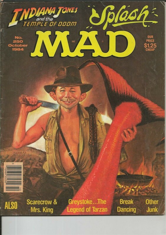 Mad Magazine #250 ORIGINAL Vintage 1984 Indiana Jones Splash Tarzan 70989332300