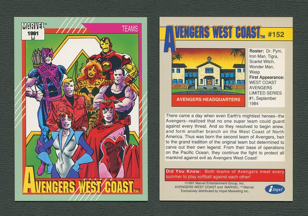 Impel 1991 AVENGERS WEST COAST Marvel Universe Series 2 BASE Trading Card #152 