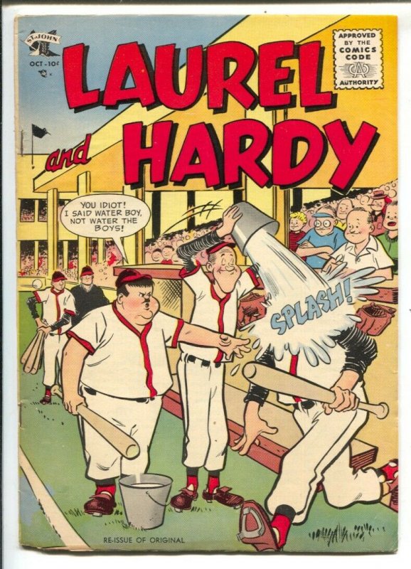 Laurel and Hardy #26 1955-St John-baseball cover-famous movie comedians-dinos...